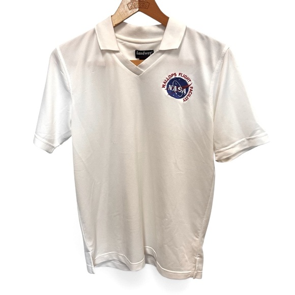 NASA Mens Moisture Wicking Club Polo in white size large - Picture 1 of 11